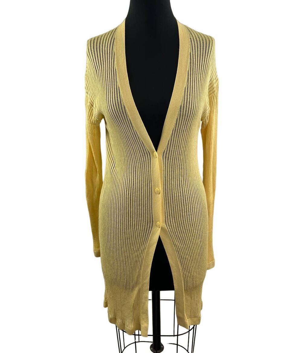 Uniqlo x Ines de la Fressange Yellow Linen-Blend Open-Knit Cardigan Sweater M